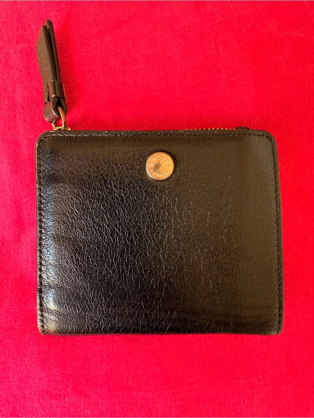 RADLEY LONDON Black Leather Zip-Around Wallet with Gold Logo